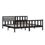 Black solid wood bed frame 200x200 cm by vidaXL, Beds and slatted bases - Ref: Foro24-3101177, Price: 225,99 €, Discount: %