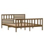 Estructura de cama de madera maciza marrón miel 140x190 cm de vidaXL, Camas y somieres - Ref: Foro24-3101136, Precio: 191,85 ...