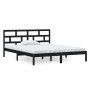 Estructura cama doble pequeña madera maciza negro 120x190 cm de vidaXL, Camas y somieres - Ref: Foro24-3101192, Precio: 160,9...