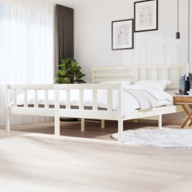 Estructura de cama de madera maciza blanca 200x200 cm de vidaXL, Camas y somieres - Ref: Foro24-3101174, Precio: 172,73 €, De...