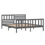 Estructura de cama doble madera maciza gris 135x190 cm de vidaXL, Camas y somieres - Ref: Foro24-3101130, Precio: 161,99 €, D...