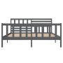 Gray solid wood double bed frame 135x190 cm by vidaXL, Beds and slatted bases - Ref: Foro24-3101130, Price: 161,69 €, Discoun...