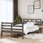 Estructura de cama doble madera maciza gris 135x190 cm de vidaXL, Camas y somieres - Ref: Foro24-3101260, Precio: 170,60 €, D...