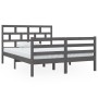 Gray solid wood double bed frame 135x190 cm by vidaXL, Beds and slatted bases - Ref: Foro24-3101260, Price: 170,99 €, Discoun...