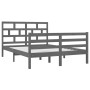 Estructura de cama doble madera maciza gris 135x190 cm de vidaXL, Camas y somieres - Ref: Foro24-3101260, Precio: 170,60 €, D...