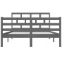 Gray solid wood double bed frame 135x190 cm by vidaXL, Beds and slatted bases - Ref: Foro24-3101260, Price: 170,99 €, Discoun...