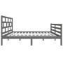 Gray solid wood double bed frame 135x190 cm by vidaXL, Beds and slatted bases - Ref: Foro24-3101260, Price: 170,99 €, Discoun...