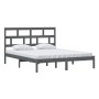 Solid gray pine wood bed frame 160x200 cm by vidaXL, Beds and slatted bases - Ref: Foro24-3101230, Price: 162,99 €, Discount: %