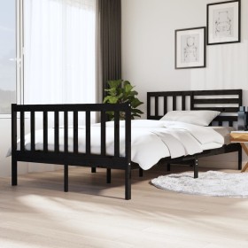 Black solid wood bed frame 120x200 cm by vidaXL, Beds and slatted bases - Ref: Foro24-3101152, Price: 188,54 €, Discount: %