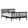 Black solid wood bed frame 140x200 cm by vidaXL, Beds and slatted bases - Ref: Foro24-3101157, Price: 205,91 €, Discount: %