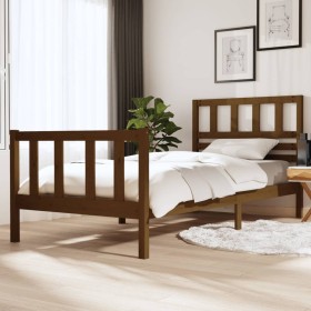 Estructura de cama madera maciza marrón miel 100x200 cm de vidaXL, Camas y somieres - Ref: Foro24-3101146, Precio: 118,99 €, ...