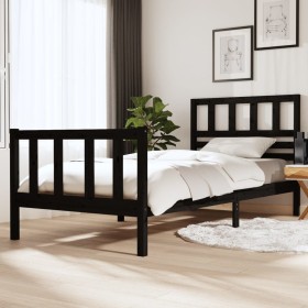 Estructura de cama madera maciza negro 100x200 cm de vidaXL, Camas y somieres - Ref: Foro24-3101147, Precio: 147,99 €, Descue...