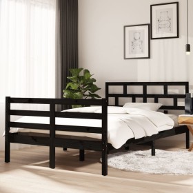 Estructura de cama madera maciza de pino negro 120x200 cm de vidaXL, Camas y somieres - Ref: Foro24-3101282, Precio: 157,99 €...