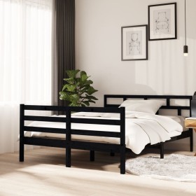 Solid black pine wood bed frame 140x190 cm by vidaXL, Beds and slatted bases - Ref: Foro24-3101267, Price: 165,99 €, Discount: %