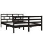 Estructura de cama de madera maciza de pino negro 140x190 cm de vidaXL, Camas y somieres - Ref: Foro24-3101267, Precio: 165,1...