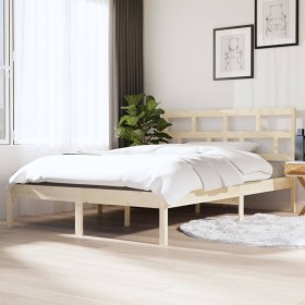 Estructura de cama doble pequeña de madera maciza 120x190 cm de vidaXL, Camas y somieres - Ref: Foro24-3101188, Precio: 112,2...