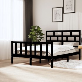 Estructura de cama de madera maciza de pino negro 160x200 cm de vidaXL, Camas y somieres - Ref: Foro24-3101362, Precio: 194,9...