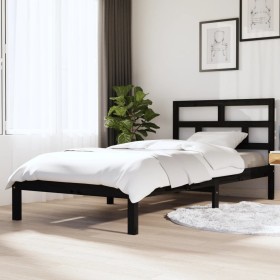 Estructura de cama madera maciza de pino negro 90x200 cm de vidaXL, Camas y somieres - Ref: Foro24-3101207, Precio: 107,99 €,...