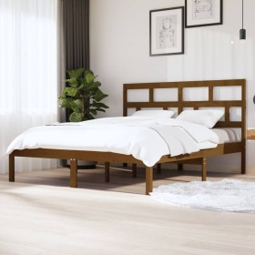 Estructura de cama madera maciza pino marrón miel 160x200 cm de vidaXL, Camas y somieres - Ref: Foro24-3101231, Precio: 169,9...