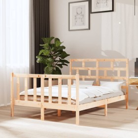 Estructura de cama de madera maciza de pino 140x190 cm de vidaXL, Camas y somieres - Ref: Foro24-3101328, Precio: 124,99 €, D...