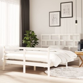 White solid wood bed frame King Size 150x200 cm by vidaXL, Beds and slatted bases - Ref: Foro24-3101289, Price: 147,99 €, Dis...