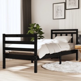 Black solid wood bed frame 90x200 cm by vidaXL, Beds and slatted bases - Ref: Foro24-3100643, Price: 113,99 €, Discount: %