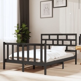 Solid gray pine wood bed frame 140x190 cm by vidaXL, Beds and slatted bases - Ref: Foro24-3101330, Price: 152,99 €, Discount: %