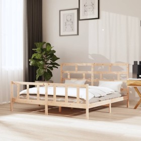 Solid pine wood bed frame 200x200 cm by vidaXL, Beds and slatted bases - Ref: Foro24-3101368, Price: 146,99 €, Discount: %