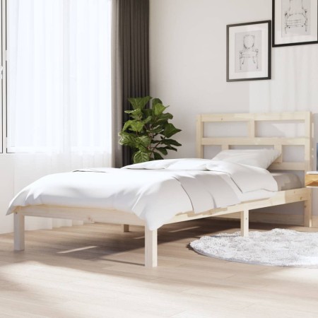 Solid pine wood bed frame 100x200 cm by vidaXL, Beds and slatted bases - Ref: Foro24-3101208, Price: 86,15 €, Discount: %