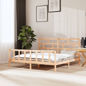 Estructura de cama madera maciza de pino 180x200 cm de vidaXL, Camas y somieres - Ref: Foro24-3101363, Precio: 151,99 €, Desc...