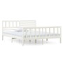 Estructura de cama doble de madera maciza blanco 135x190 cm de vidaXL, Camas y somieres - Ref: Foro24-3101129, Precio: 167,62...