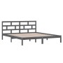 Estructura de cama doble madera maciza gris 135x190 cm de vidaXL, Camas y somieres - Ref: Foro24-3101195, Precio: 152,02 €, D...