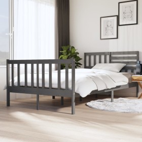 Gray solid wood bed frame 120x200 cm by vidaXL, Beds and slatted bases - Ref: Foro24-3101150, Price: 168,94 €, Discount: %