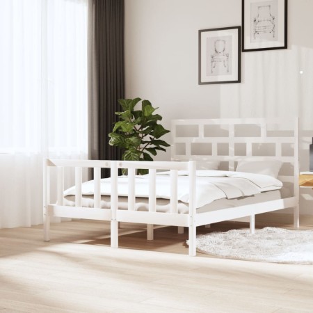 Solid white pine wood bed frame 140x200 cm by vidaXL, Beds and slatted bases - Ref: Foro24-3101349, Price: 148,98 €, Discount: %