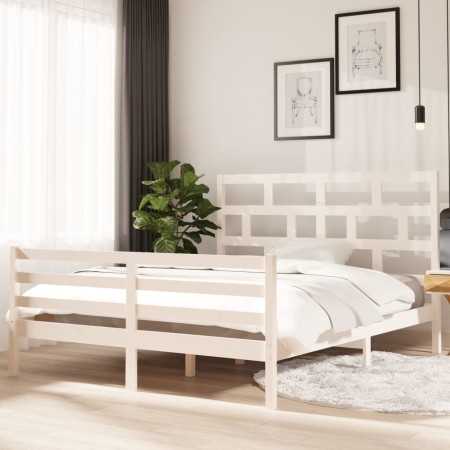 Solid white pine wood bed frame 160x200 cm by vidaXL, Beds and slatted bases - Ref: Foro24-3101294, Price: 152,68 €, Discount: %