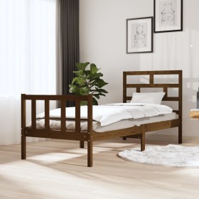 Estructura de cama madera maciza de pino marrón miel 75x190 cm de vidaXL, Camas y somieres - Ref: Foro24-3101311, Precio: 109...