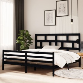 Solid black pine wood bed frame 200x200 cm by vidaXL, Beds and slatted bases - Ref: Foro24-3101307, Price: 179,99 €, Discount: %