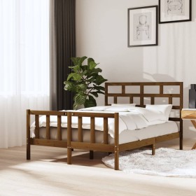 Solid pine wood bed frame honey brown 120x200 cm by vidaXL, Beds and slatted bases - Ref: Foro24-3101346, Price: 143,99 €, Di...