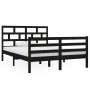 Estructura de cama doble de madera maciza negro 135x190 cm de vidaXL, Camas y somieres - Ref: Foro24-3101262, Precio: 169,48 ...