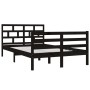 Estructura de cama doble de madera maciza negro 135x190 cm de vidaXL, Camas y somieres - Ref: Foro24-3101262, Precio: 169,48 ...