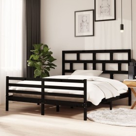 Black solid wood bed frame 180x200 cm by vidaXL, Beds and slatted bases - Ref: Foro24-3101302, Price: 171,82 €, Discount: %