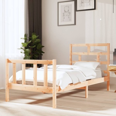 Estructura de cama madera maciza de pino 90x200 cm de vidaXL, Camas y somieres - Ref: Foro24-3101333, Precio: 94,23 €, Descue...