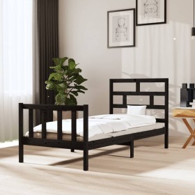 Solid black pine wood bed frame 100x200 cm by vidaXL, Beds and slatted bases - Ref: Foro24-3101342, Price: 139,84 €, Discount: %