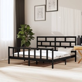 Black Super King solid wood bed frame 180x200 cm by vidaXL, Beds and slatted bases - Ref: Foro24-3101367, Price: 206,99 €, Di...