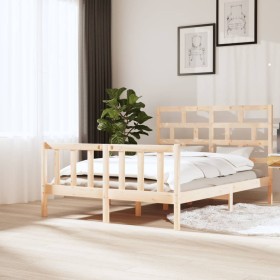 Estructura de cama madera maciza de pino 150x200 cm de vidaXL, Camas y somieres - Ref: Foro24-3101353, Precio: 150,74 €, Desc...