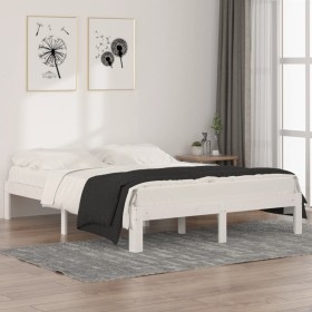 Estructura de cama madera maciza blanca King Size 150x200 cm de vidaXL, Camas y somieres - Ref: Foro24-810371, Precio: 78,58 ...