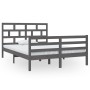 Solid gray pine wood bed frame 140x200 cm by vidaXL, Beds and slatted bases - Ref: Foro24-3101285, Price: 170,99 €, Discount: %