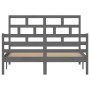 Solid gray pine wood bed frame 140x200 cm by vidaXL, Beds and slatted bases - Ref: Foro24-3101285, Price: 170,99 €, Discount: %