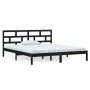 Black solid wood double bed frame 135x190 cm by vidaXL, Beds and slatted bases - Ref: Foro24-3101197, Price: 161,99 €, Discou...