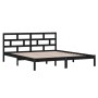 Black solid wood double bed frame 135x190 cm by vidaXL, Beds and slatted bases - Ref: Foro24-3101197, Price: 161,99 €, Discou...